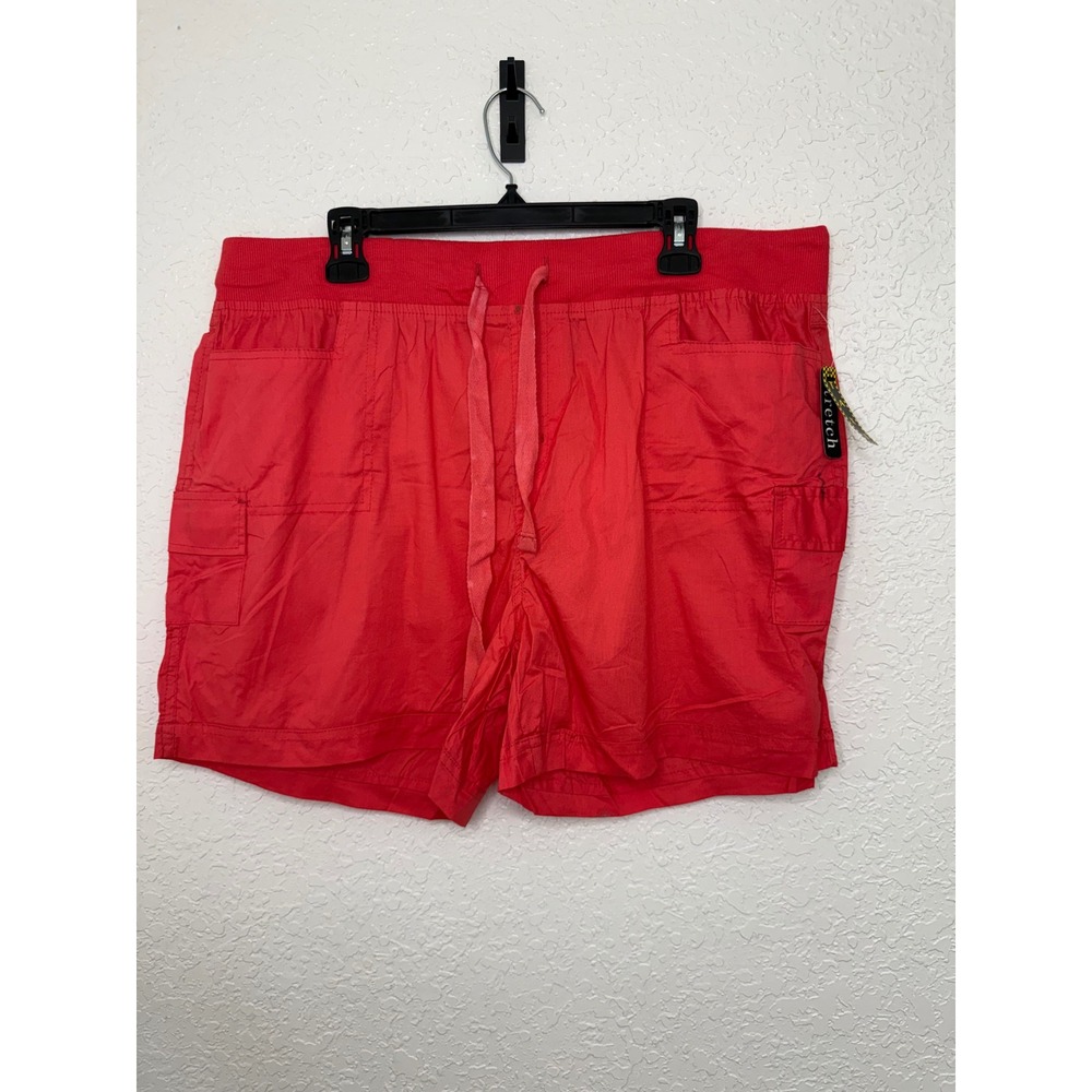 Taxi Womens 3X Red Cargo Shorts Stretch Elastic Waist Drawstring Plus Size NWT